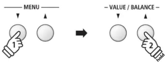 MENU 1 → - VALUE / BALANCE - 2 hold