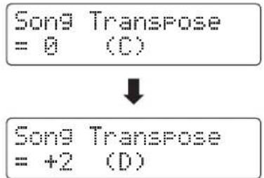 Song9 Transpose = 0 (C) ↓ Song9 Transpose = +2 (D)