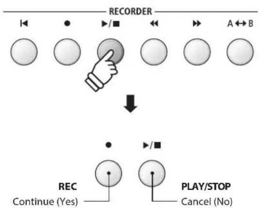 KAWAI ES8 - Stopping the audio recorder, saving to USB - 1