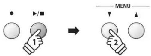 • ▶/■ 1 → MENU ↓ ▲ 2