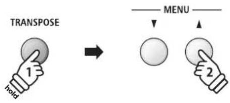 TRANSPOSE hold MENU 1 2