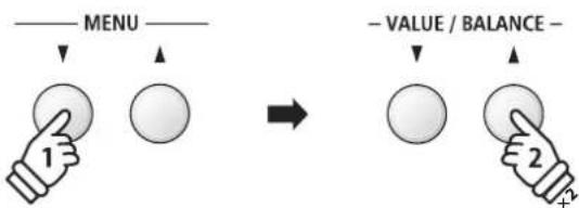 MENU 1 → - VALUE / BALANCE - 2