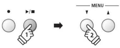 • ▶/■ 1 → MENU ↓ ▲ 2