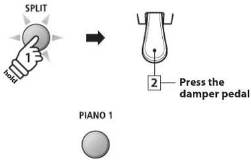SPLIT hold Piano 1 Press the damper pedal