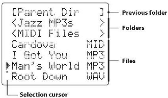 [Parent Dir ] (Jazz MP3s > Cardova MID I Got You MP3 Man's World MP3 Root Down WAV Previous folder Folders Files Selection cursor