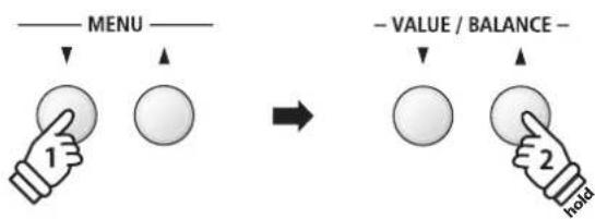 MENU 1 → - VALUE / BALANCE - 2 hold