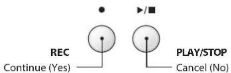 REC Continue (Yes) PLAY/STOP Cancel (No)