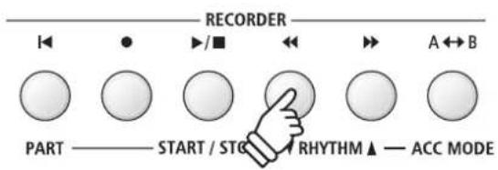 RECORDER I← ● ▶/■ ←→ A↔B PART —— START / STG RHYTHM ▲ — ACC MODE