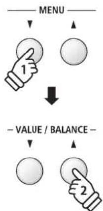 MENU 1 VALUE / BALANCE 2