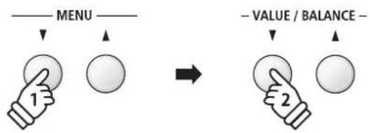 MENU 1 → - VALUE / BALANCE - 2