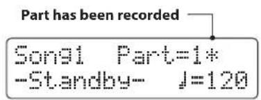 Part has been recorded Song1 Part=1* -Standby- J=120
