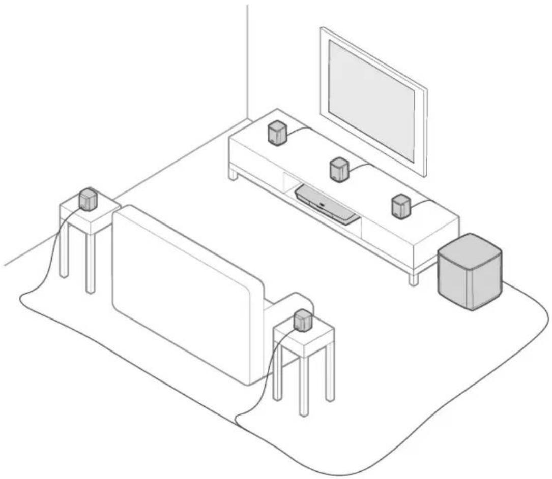 BOSE Lifestyle 550 - Eksempel på systemplacering - 1