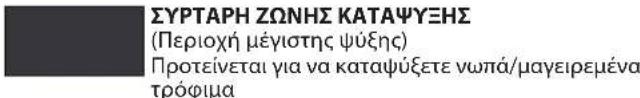 ΣΥΡΤΑΡΗ ΖΩΝΗΣ ΚΑΤΑΨΥΞΗΣ (Περιοχή μέγιστης ψύξης) Προτείνεται για να καταψύξετε νωπά/μαγειρεμένα τρόφιμα