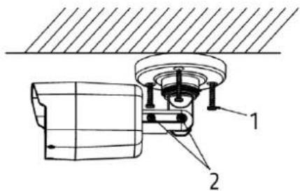 Technical diagram of a mechanical assembly with labeled parts 1 and 2