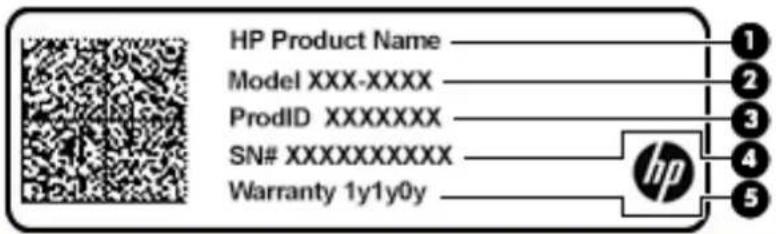 HP Product Name Model XXX-XXXX ProdID XXXXXXXX SN# XXXXXXXXXXXX Warranty 1y1y0y