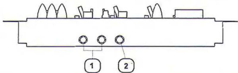 Technical diagram showing a mechanical assembly with labeled components 1 and 2, likely for engineering or manufacturing documentation.