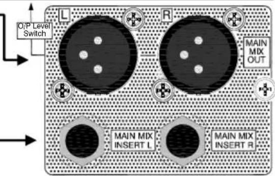 O/P Level Switch L R MAIN MIX OUT MAIN MIX INSERT L MAIN MIX INSERT R