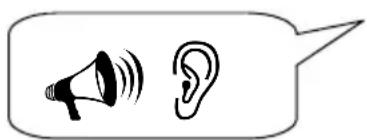 Image showing a megaphone and an ear inside a speech bubble, symbolizing sound or audio notification.