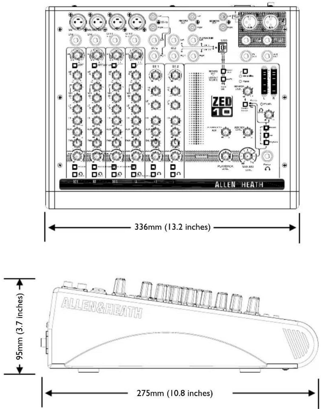 ALLEN & HEATH ZED-10 - DIMENSIONS - 1