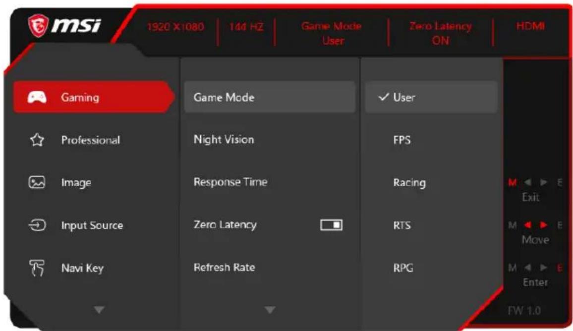MSI Optix AG32CV - قائمة إعداد المعلومات المعروضة - 1