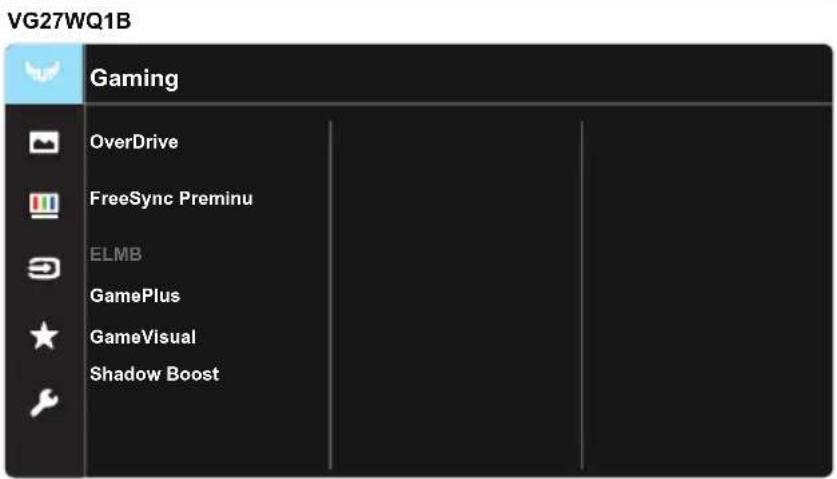 VG27WQ1B Gaming OverDrive FreeSync Preminu ELMB GamePlus GameVisual Shadow Boost