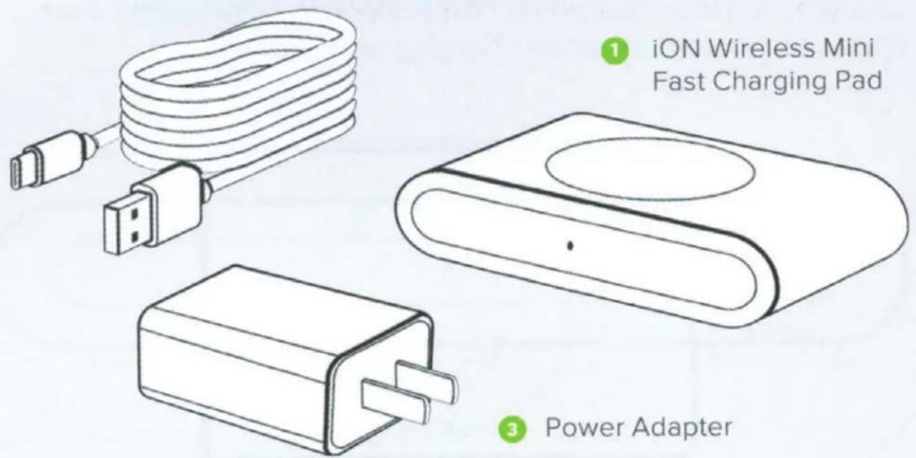 iON Wireless Mini Fast Charging Pad Power Adapter