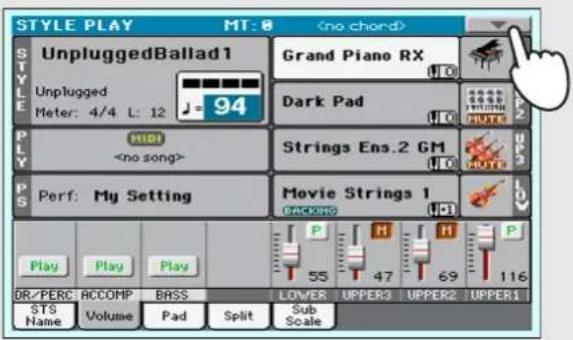 STYLE PLAY MT: 0 STYLE UnpluggedBallad1 Grand Piano RX Unplugged Meter: 4/4 L: 12 J=94 Dark Pad HIDI Strings Ens.2 GM MUTR PS Perf: My Setting Movie Strings 1 BACKING Play Play Play P H H P DR/PERC ACCOMP BASS LOWER UPPER3 UPPER2 UPPER1 STS Volume Pad Split Sub Scale Name Name
