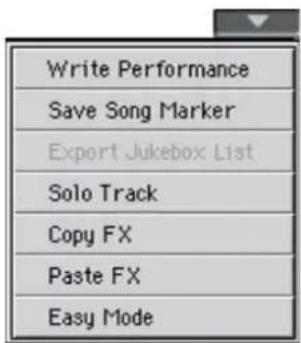 Write Performance Save Song Marker Export Jukebox List Solo Track Copy FX Paste FX Easy Mode