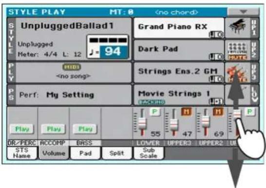 STYLE PLAY MT:0 STYLE Unplugged Ballad1 Grand Piano RX Unplugged Meter: 4/4 L: 12 = 94 Dark Pad P/LY HIDI Strings Ens.2 GM PS Perf: My Setting Movie Strings 1 (55) (47) (69) Play Play Play OR/PERC ACCOMP BASS LOWER UPPER3 UPPER2 UP STS Volume Pad Split Sub Scale