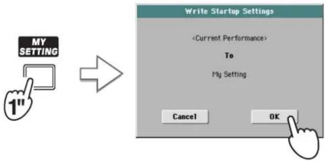 MY SETTING 1" Write Startup Settings To My Setting Cancel OK
