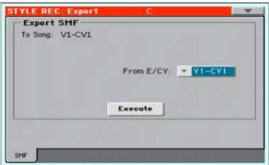 STYLE REC: Export Export SMF To Song: V1-CV1 From E/CY: V1-CV1 Execute SMF