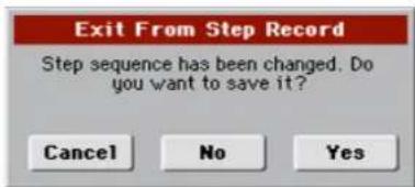 Exit From Step Record Step sequence has been changed. Do you want to save it? Cancel No Yes