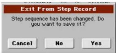 Exit From Step Record Step sequence has been changed. Do you want to save it? Cancel No Yes