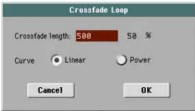 Crossfade Loop Crossfade length: 500 50 % Curve Linear Power Cancel OK