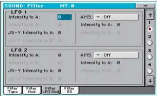 SOUND: Filter MT:0 LFO 1 Intensity to A: 0 Intensity to B: 0 JS-Y Intensity to A: 0 JS-Y Intensity to B: 0 AMS: Off Intensity to A: 0 Intensity to B: 0 LFO 2 Intensity to A: 0 Intensity to B: 0 JS-Y Intensity to A: 0 JS-Y Intensity to B: 0 AMS: Off Intensity to A: 0 Intensity to B: 0 Filter Filter Filter Filter Type Mod LFO Mod EG