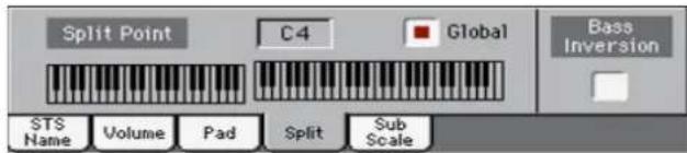 Split Point C4 Global Bass STS Volume Pad Split Sub Scale Name Name
