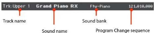 Trk:Upper 1 Grand Piano RX Fty-Piano 121.010.000 Track name Sound name Sound bank Program Change sequence