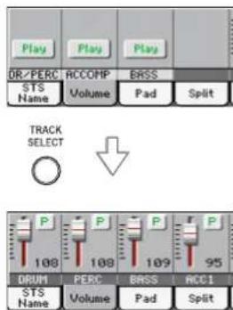 Play OR/PERC STS Name RCCOMP Volume BRSS Pad Split TRACK SELECT DRUM STS Name P 108 PERC Volume P 108 BRSS Pad 95 ACC1 Split