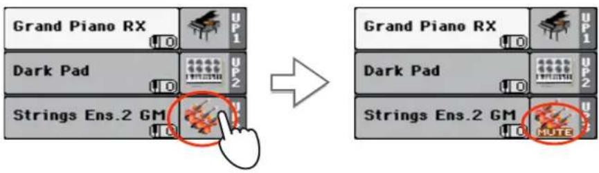 KORG Pa600 - Touch the bank icon in the Upper 3 status box, to mute the Upper 3 track again. - 1
