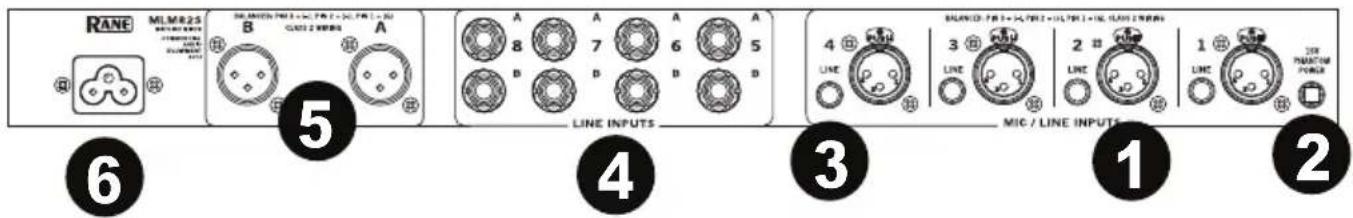 RANE MLM825 MILK 2.0 LINE INPUTS 6 5 4 3 1 2 LINE B A 7 6 5 LINE INPUTS MILK 2.0 + 10.0 + 10.0 + 10.0 + 10.0 + 10.0 + 10.0 LINE / LINE INPUTS 1 2