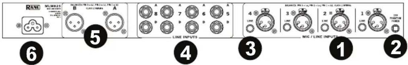 RANE MLM825 B A B A B A 7 6 5 LINE INPUTS 4 3 1 2 MILM/MLM 1=1/2, M=1/2, M=1/2, M=1/2, M=1/2, M=1/2, M=1/2, M=1/2, M=1/2, M=1/2, M=1/2, M=1/2, M=1/2, M=1/2, M=1/2, M=1/2, M=1/2, M=1/4 LINE / LINE INPUTS MINI PUMINER POWER