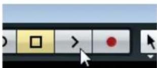 Screenshot of a software toolbar with selection and editing icons, including a cursor hovering over a red dot.