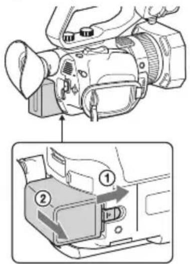 SONY HXR-NX80 - Akun irrottaminen - 1