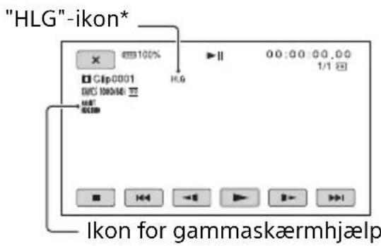 "HLG"-ikon* X 100% Clp0001 DRC 100:50 H.G 00:00:00,00 1/1 (E) Ikon for gammaskærmhjælp