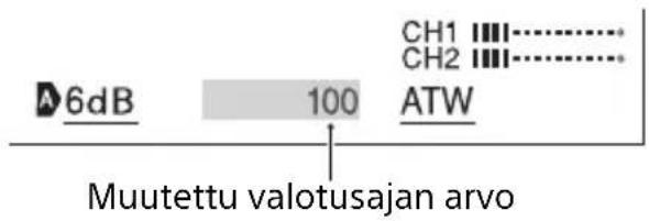 6dB 100 CH1 CH2 ATW Muutettu valotusajan arvo