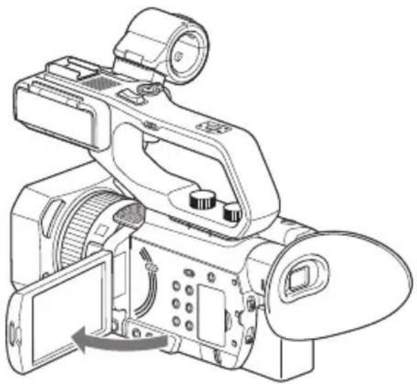 SONY HXR-NX80 - Avaa LCD-näyttö ja kytke virta päälle. - 1