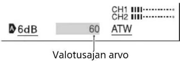 6dB 60 ATW CH1 CH2 Valotusajan arvo