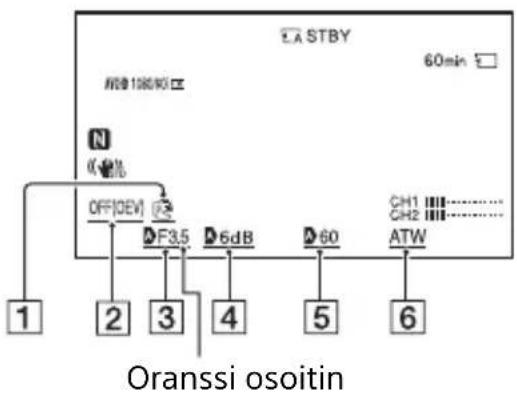 SONY HXR-NX80 - Paina ASSIGN-painiketta, johon suora valikko on määritetty. - 1