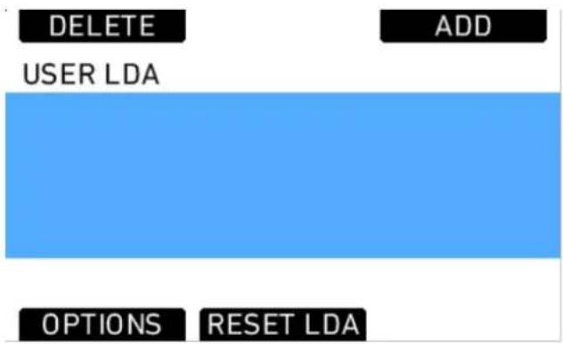 DELETE USER LDA ADD OPTIONS RESET LDA