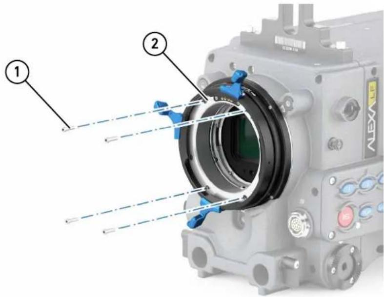 Labeled diagram of an Alex AI camera showing components with numbered parts and blue adjustment knobs